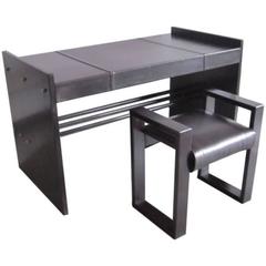 French Mid-Century Modern Leather Desk and Chair by Jacques Adnet 11