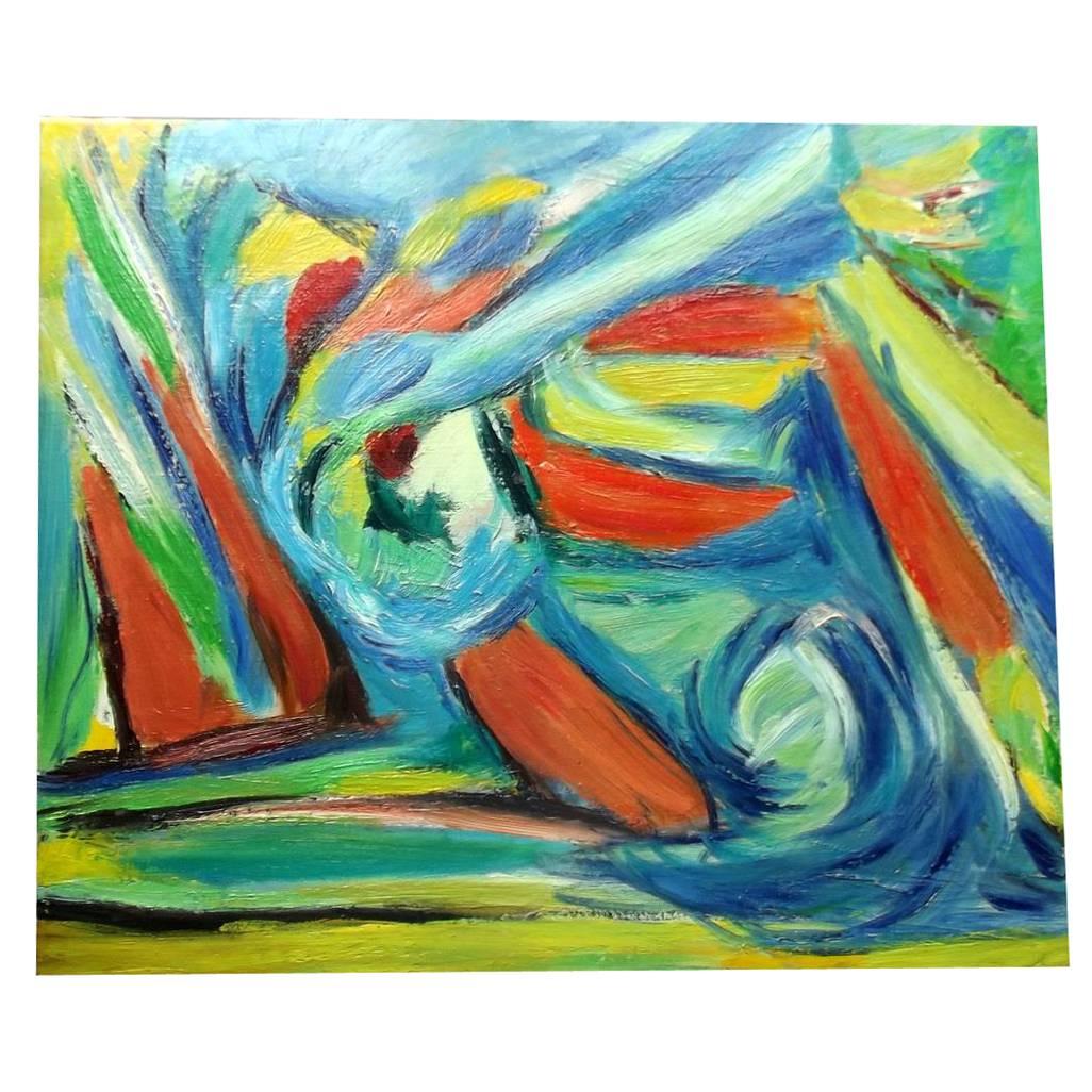 Marie Louise Garnavault French Modernist Abstract Landscape Oil Painting For Sale