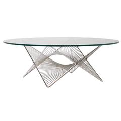 Rare 1970s Glass and Chrome Graphic Coffee Table 6