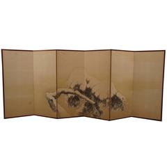 Vintage Japanese Six-Panel Screen