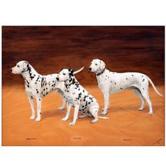 Dog Painting of Dalmatians "Buster, Shandy, Bluett" by Florence Mabel Hollams