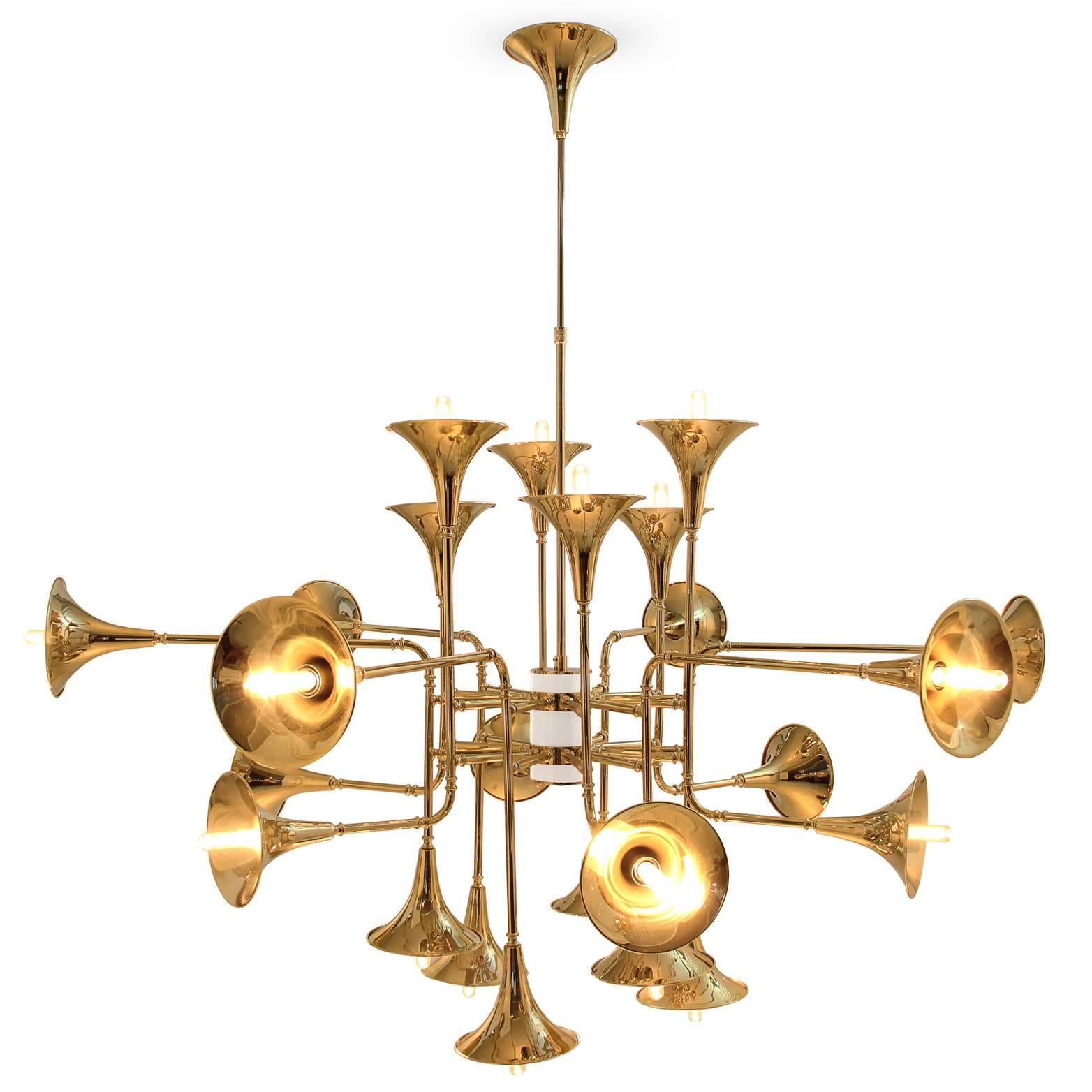 Davis Chandelier with Brass and Gold-Plated For Sale