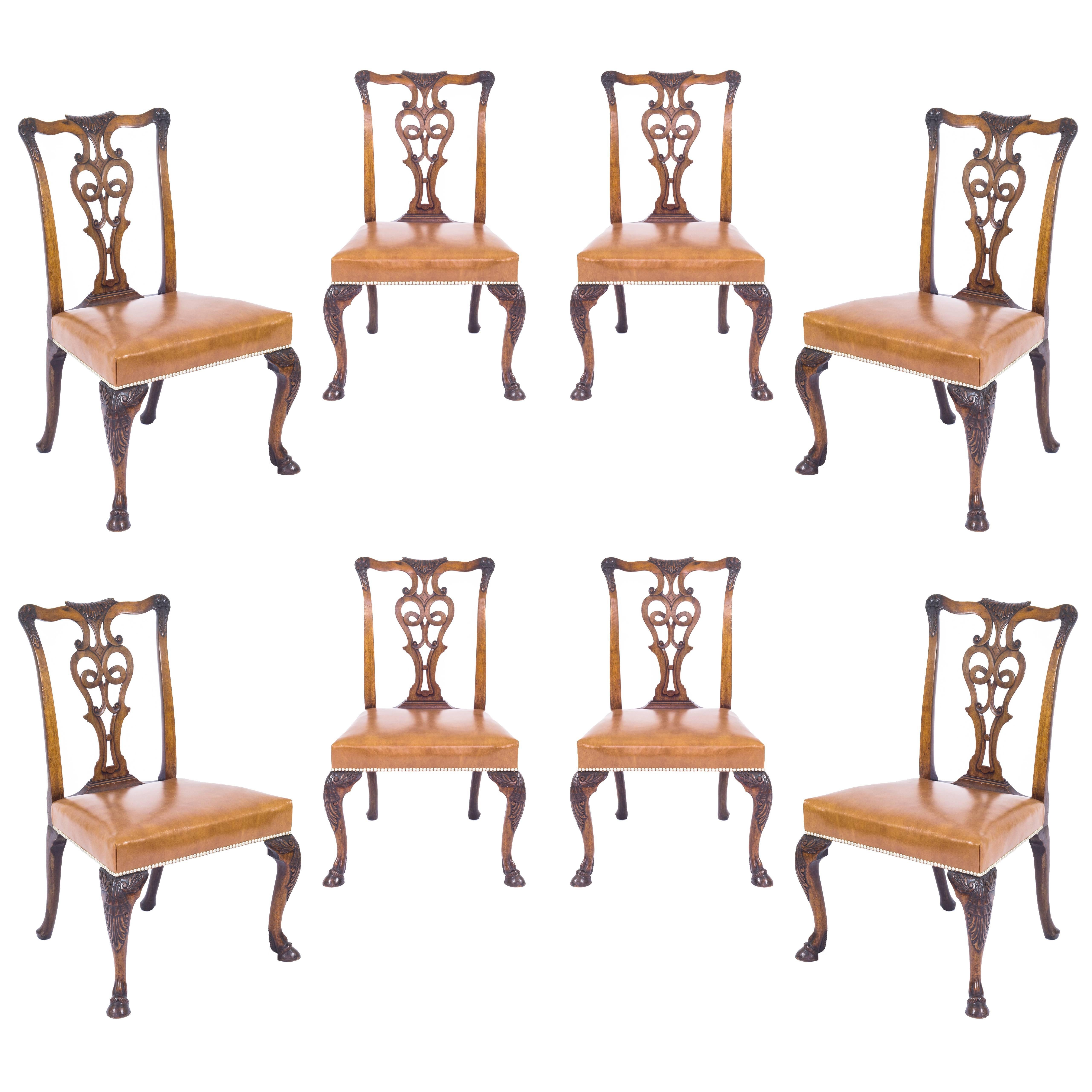 Antique Set of Eight Irish George II Style Dining Chairs, Ex-Viceroy of India