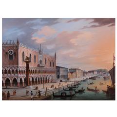 Picture Clock with View of Venice by Carl Ludwig Hoffmeister, Vienna, 1832