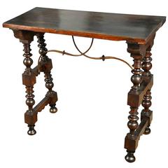 Antique Spanish 18th Century Solid Board Top Console / Side Table