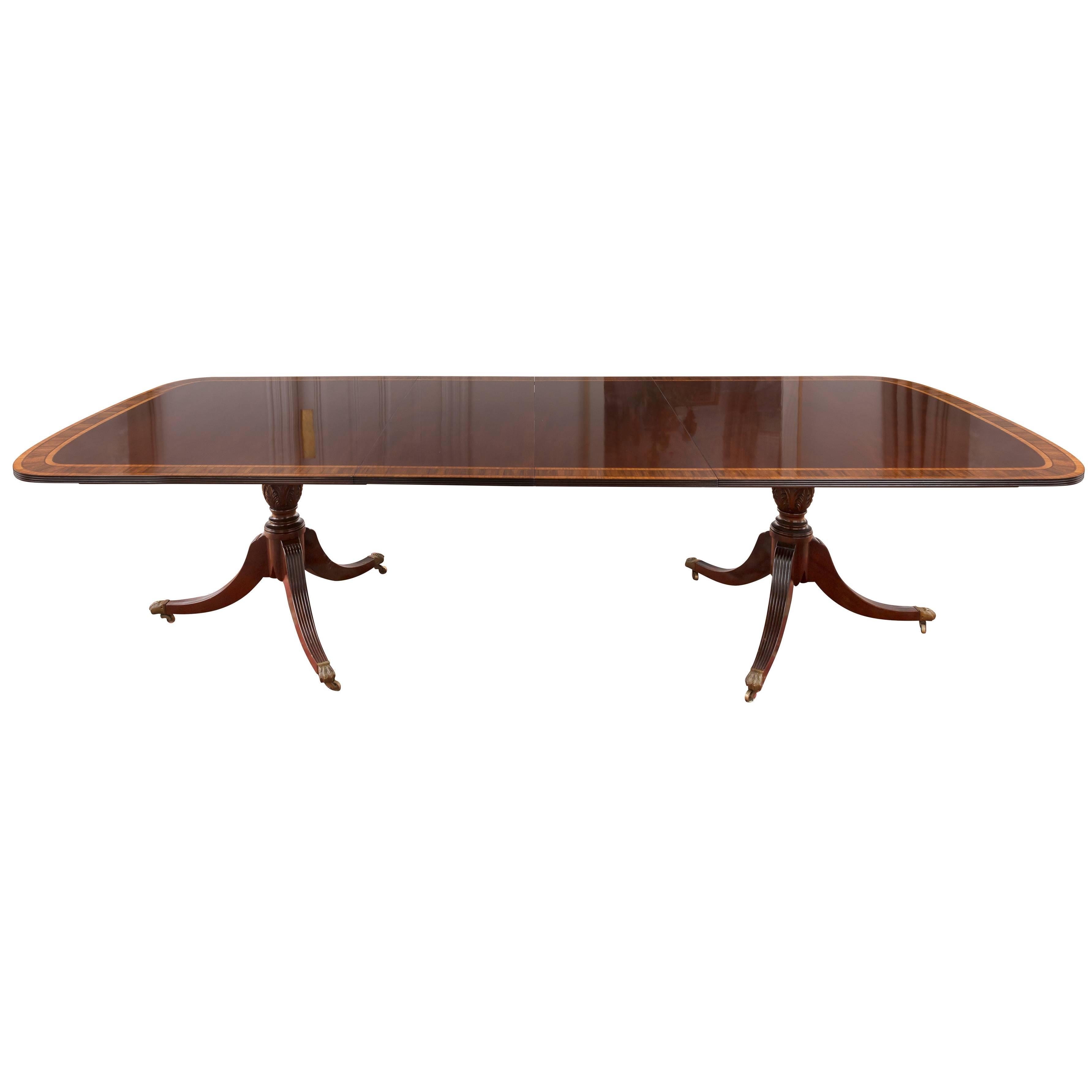 Sheraton Style Double Pedestal Mahogany Dining Table