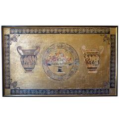 Etruscan Style Fresco Panel on Gold Leaf