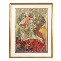 Antique Sarah Bernhardt as “La Princess Lointaine” Lithograph by Mucha