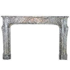 18th Century Belgian Antique Fireplace Mantel Grey Belgian Marble Fireplace 8