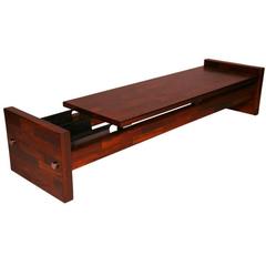Rosewood Bench or Coffee Table with Magazine Holder by Jorge Zalszupin