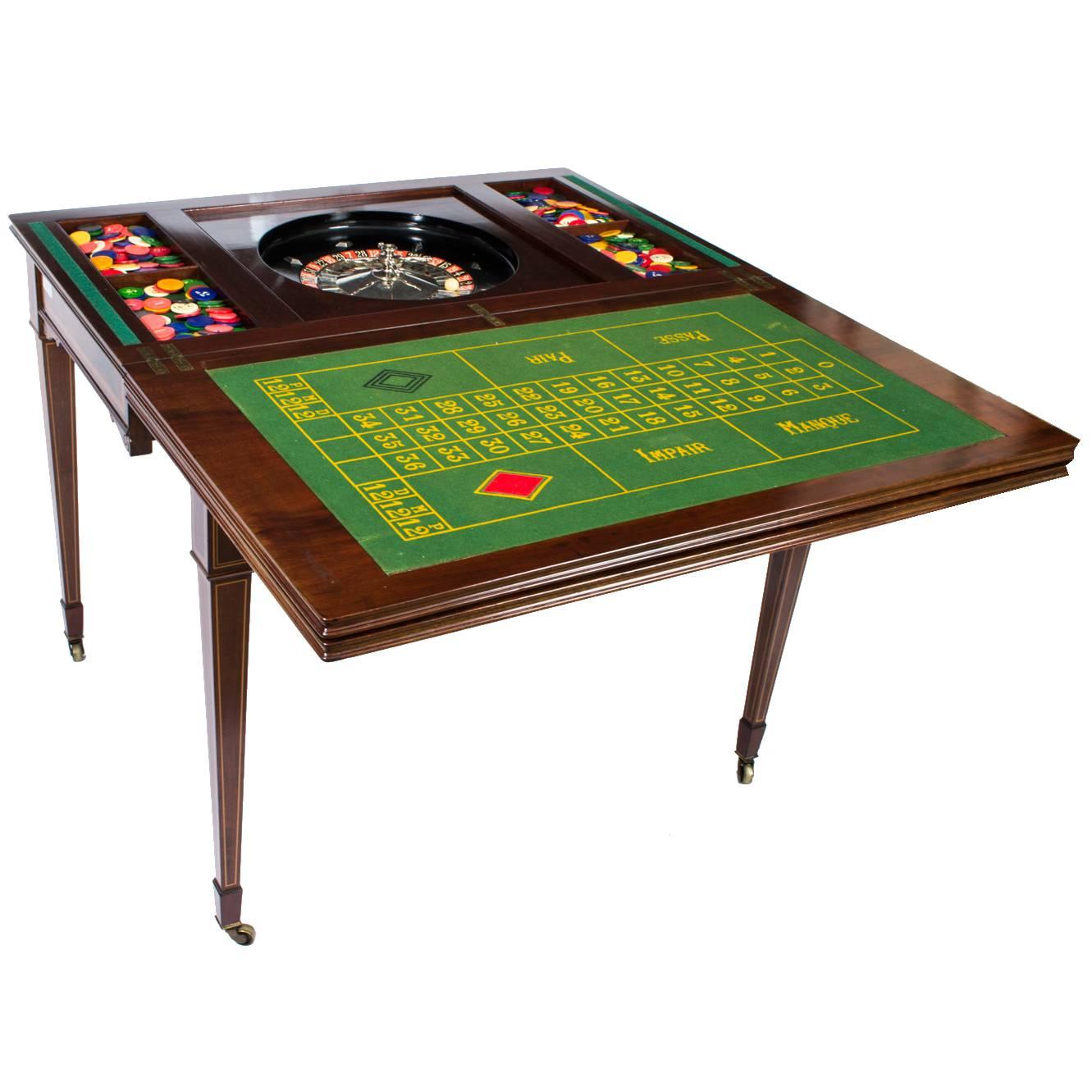 Antique Edwardian Mahogany Games Roulette Table, circa 1900