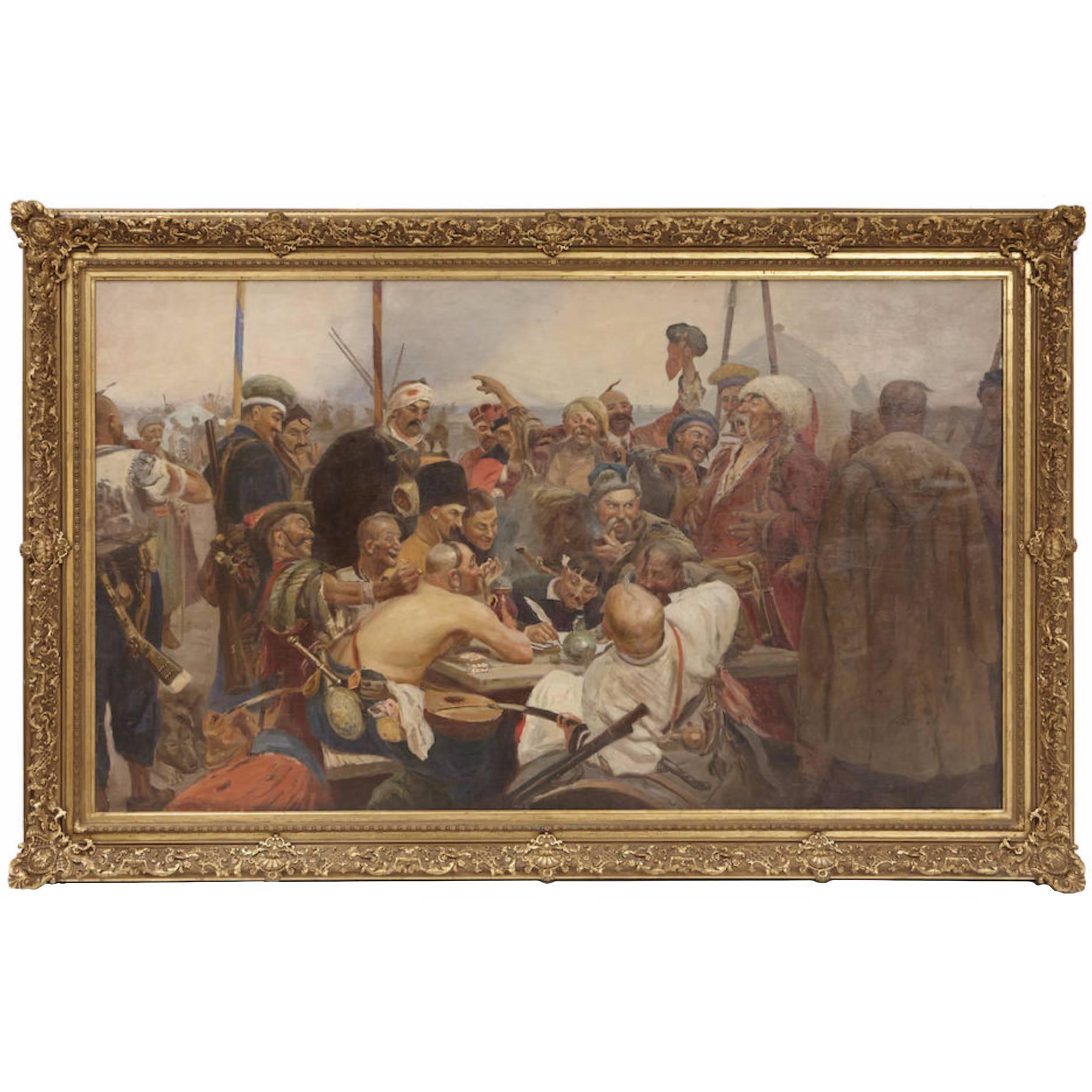 Reply of the Zaporozhian Cossacks to Sultan Mehmed IV Painting after Ilya Repin For Sale