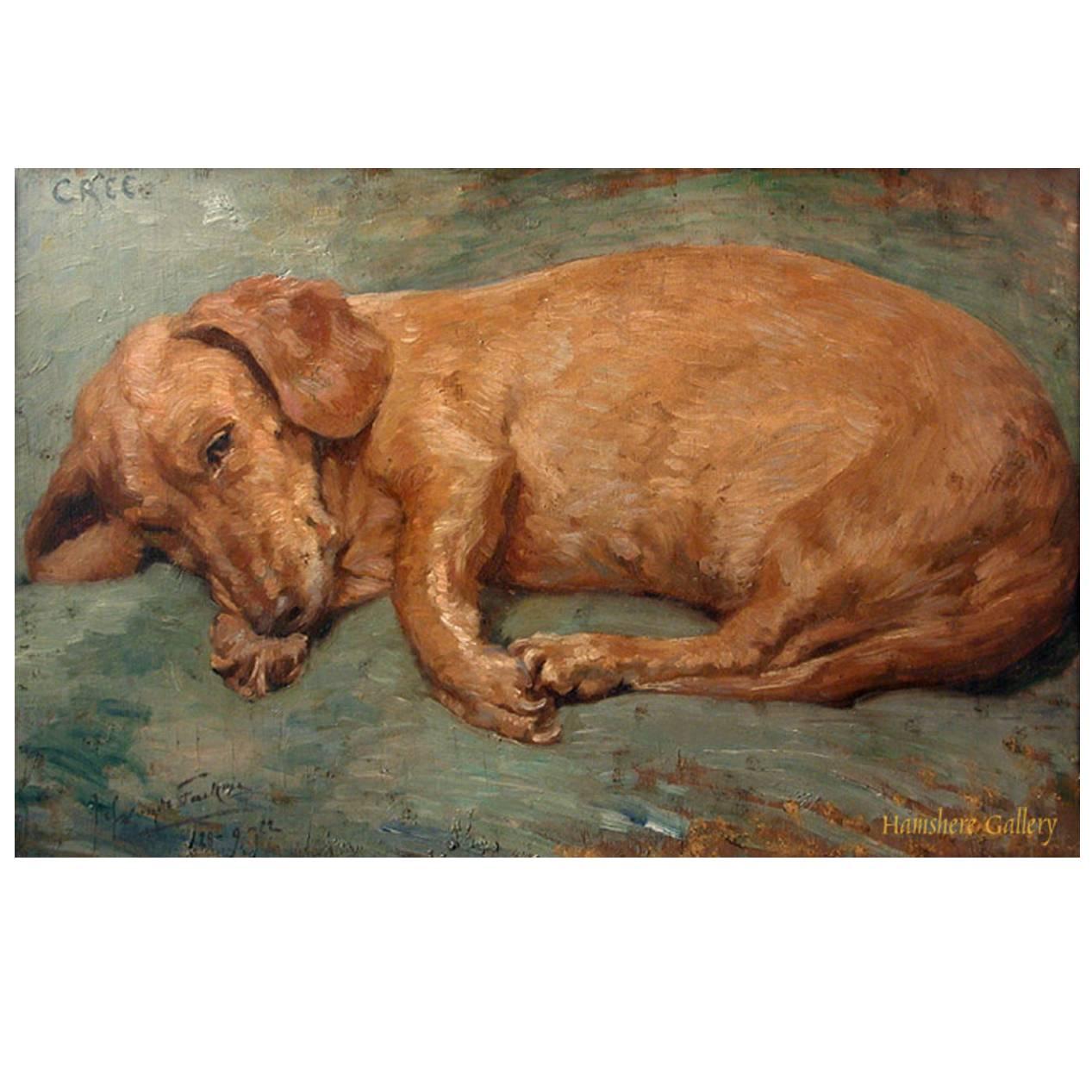 Dog Painting of a Dachshund by Miss Lucy Marguerite Frobisher For Sale
