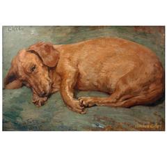 Dog Painting of a Dachshund by Miss Lucy Marguerite Frobisher