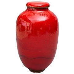 Contemporary '2015' Porcelain Red and Gilt Urn, One of a Kind, Karen Swami