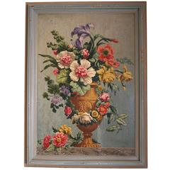 Oil on Board Painting of Still Life with Flowers in Urn 7