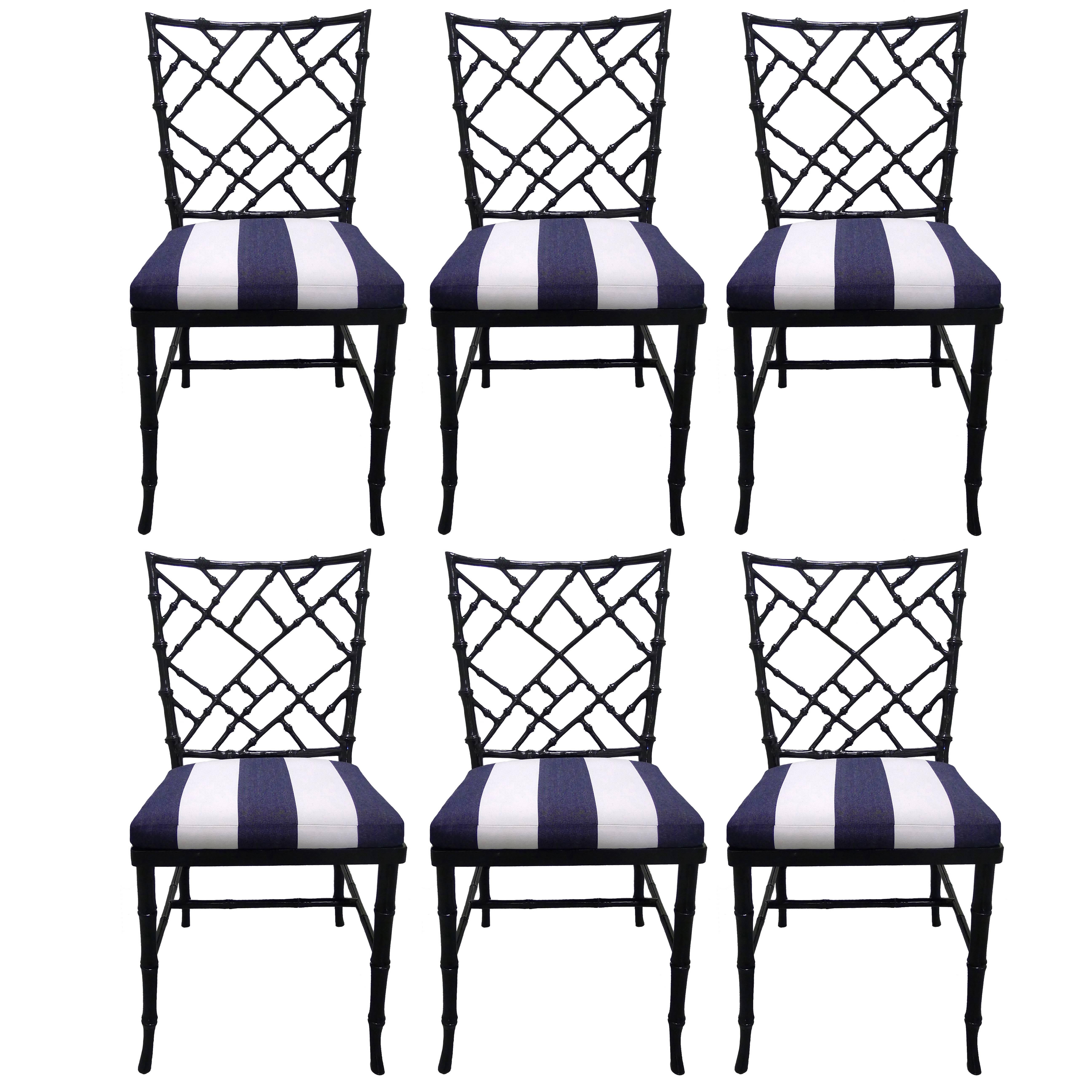 SALE Black Bamboo-Style Dining Chairs, Set of Six