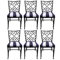 SALE Black Bamboo-Style Dining Chairs, Set of Six