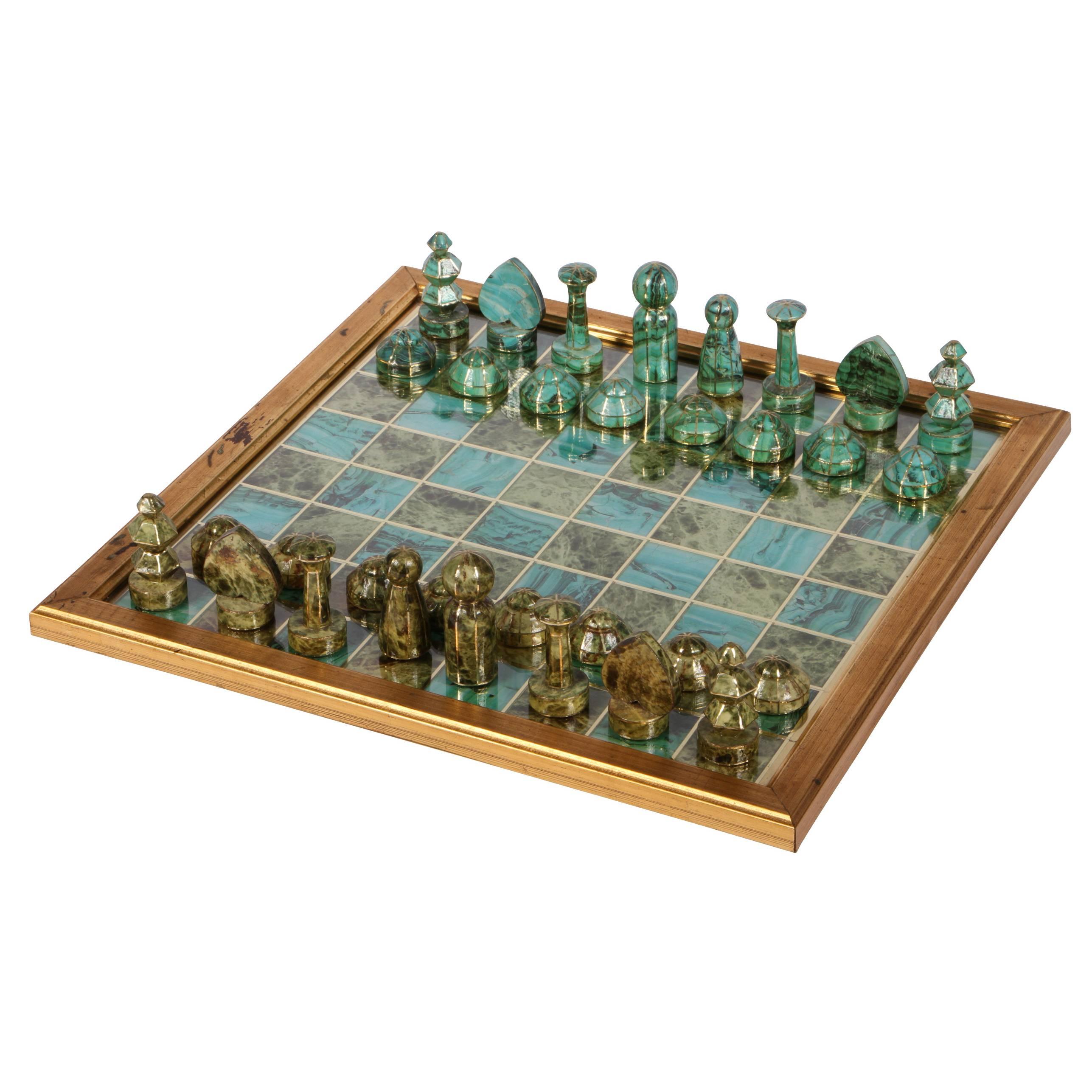 Decoupage Chess Board with Gaming Pieces