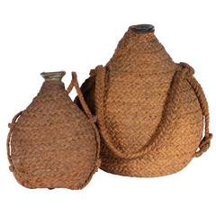 Two Rope Wrapped European 15th-16th Century Bottles