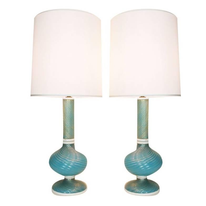 Pair of Murano Glass Lamps by Barovier Et Toso