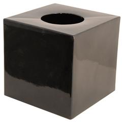 Ettore Sottsass Shiny Jet Black Cube Vase