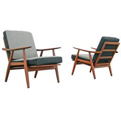 Pair of Teak Easy Chairs by Hans Wegner GE-270 GETAMA Teak, 1955, Denmark