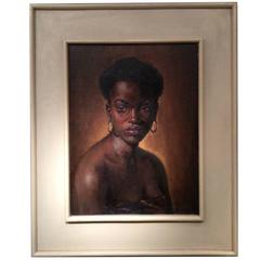Portrait of a Beautiful Young African Woman Signed Jan Muldert