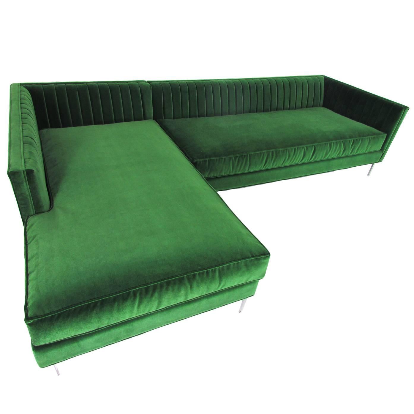 Emerald Velvet Sectional For Sale