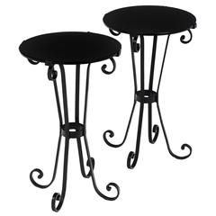 Vintage French Forged Iron and Side Tables in the Manner of Poillerat