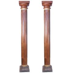 Antique Pair of British Colonial Teak Wood Columns