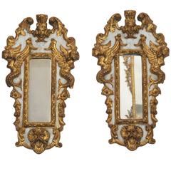 Pair of Italian Parcel Paint and Giltwood Mirrors