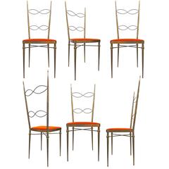 Set of Six Italian Brass-Plated Dining Chairs 9