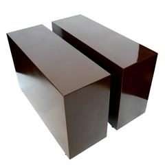 Lacquered Plinth Side Tables in the Style of Eileen Gray
