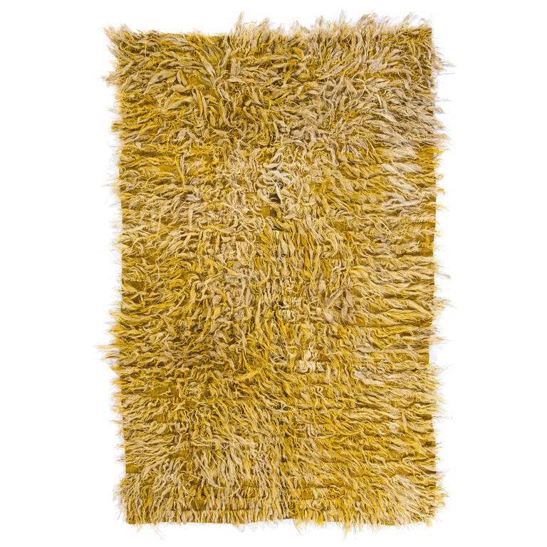 Solid Yellow Mohair Tulu Rug For Sale at 1stdibs