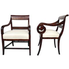 Early 19th Century Dutch Empire Armchairs, a Pair