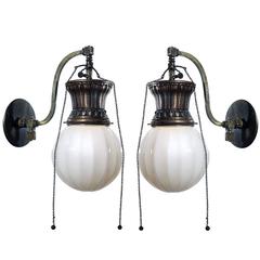Antique Beautiful Matching Pair of Converted Gas Sconces