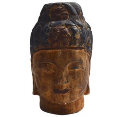 Massive Polychrome Buddha Head