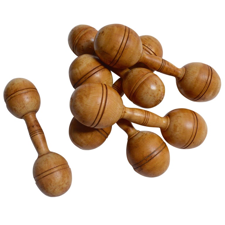 Set of Vintage Wooden Dumbbells at 1stDibs