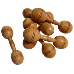 Set of Vintage Wooden Dumbbells 7