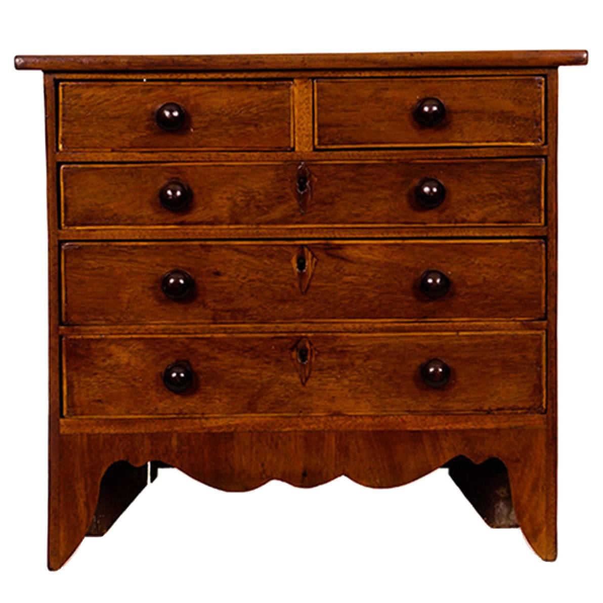 19th Century Regency Mahogany Miniature Chest of Drawers For Sale