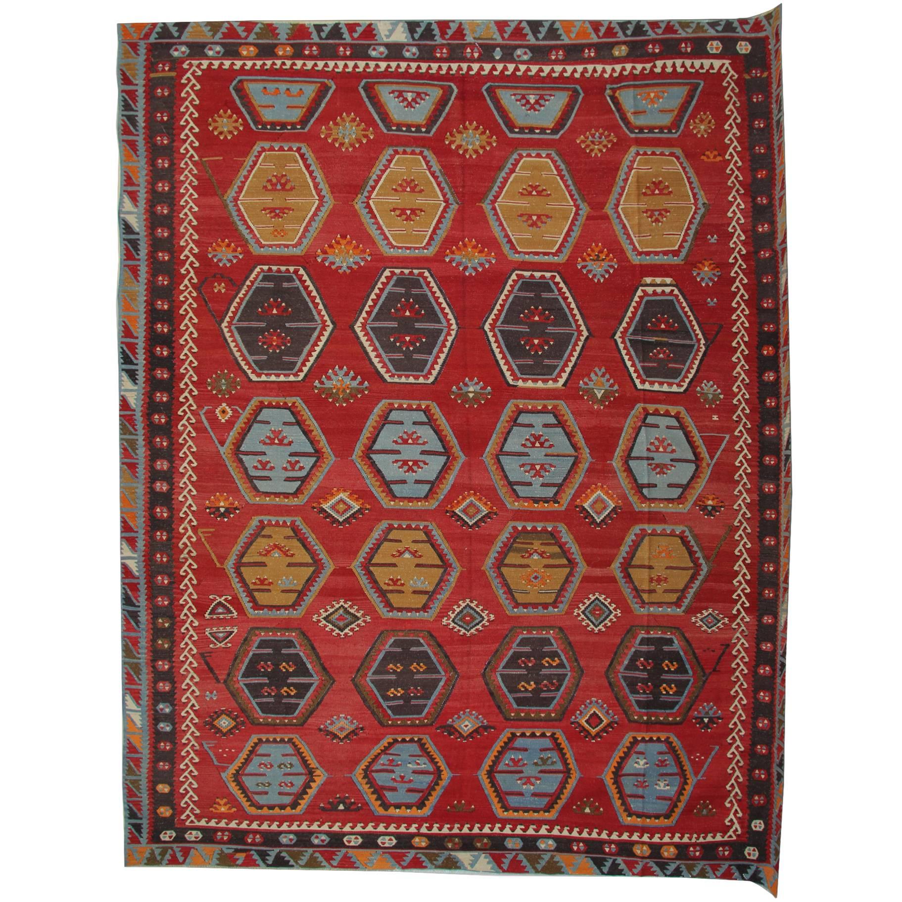 Handmade Carpet Oriental Rug Antique Rug Anatolian Turkish Kilim Rug