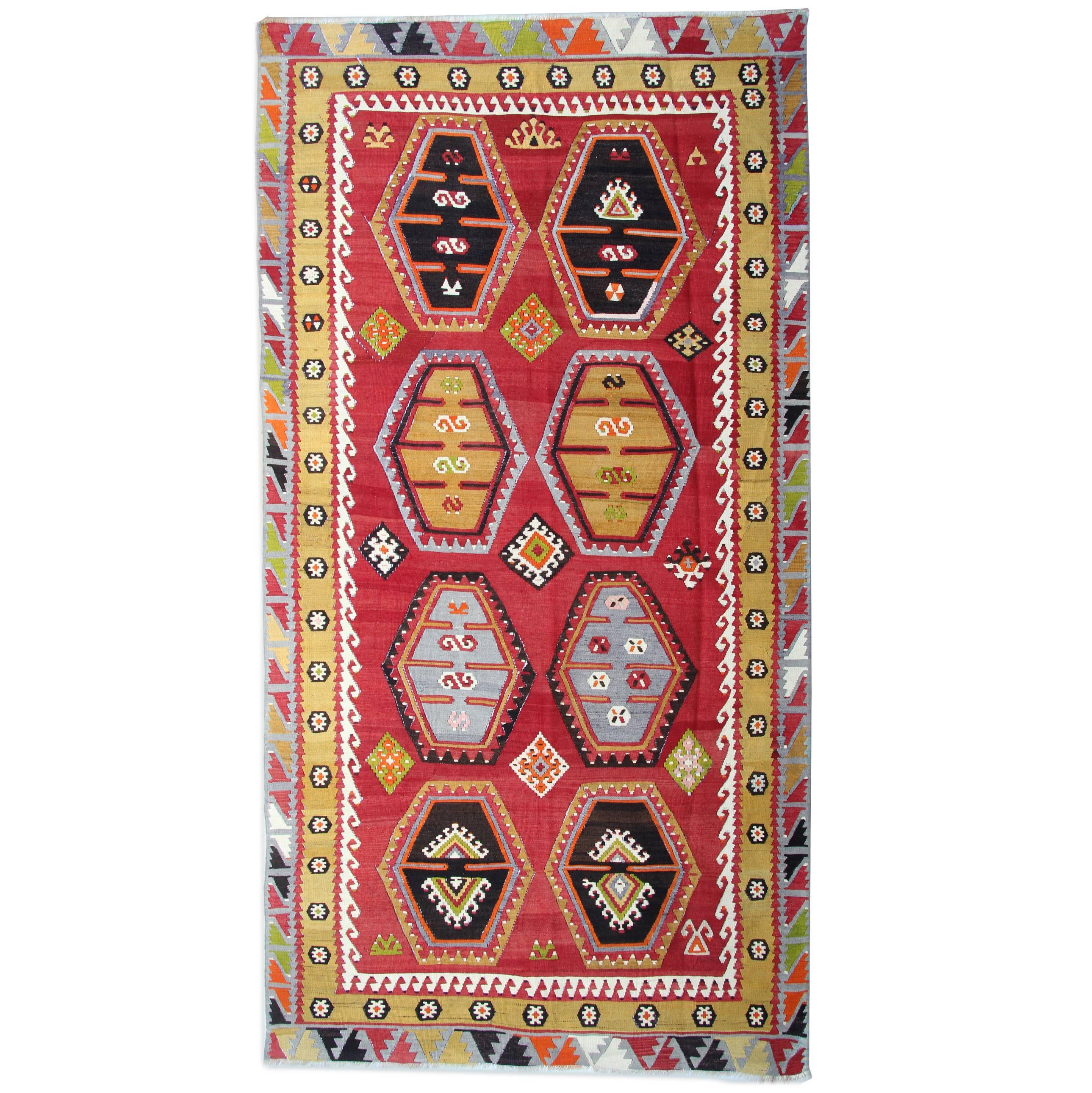 Antique Rug Anatolian Turkish Kilim Rug, Luxury Living Room Rug For Sale