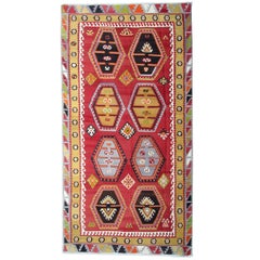 Retro Rug Anatolian Turkish Kilim Rug, Luxury Living Room Rug