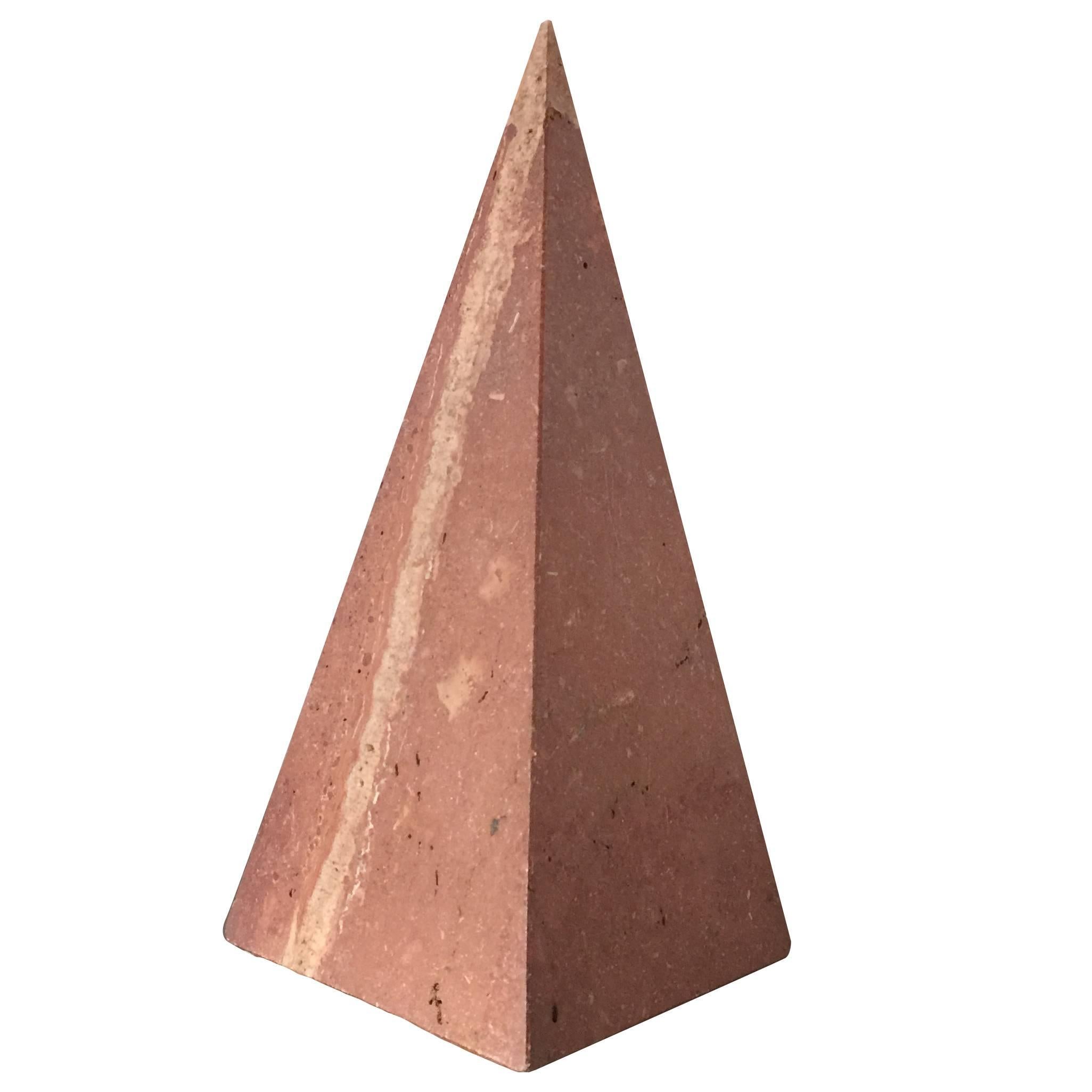 Decorative Red Travertine Pyramid, Italy, 1970s