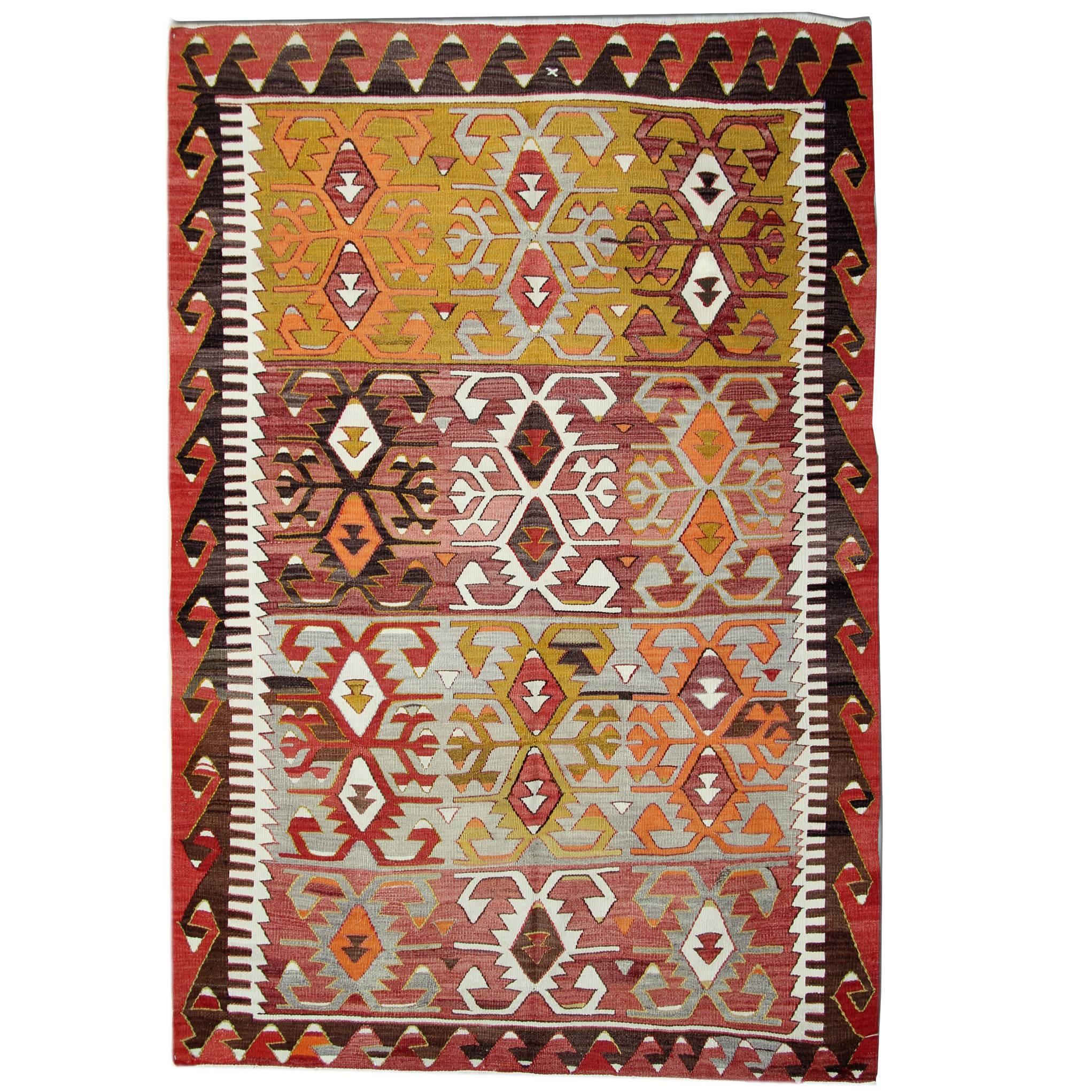 Antique Kilim Rugs, Traditional Oriental Rugs, Turkish Handmade Carpet for Sale For Sale