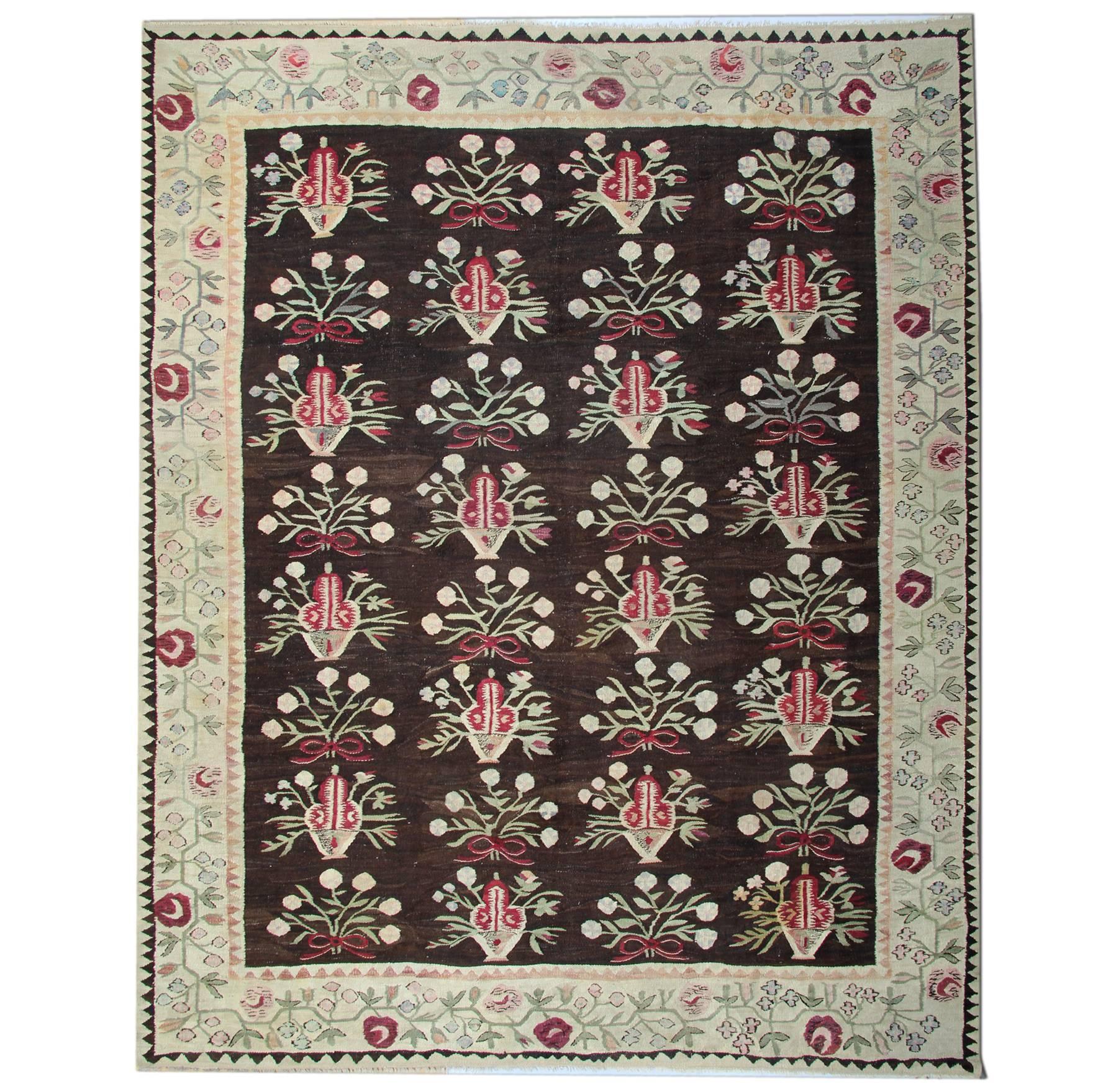 Handmade Carpet Antique Rugs, Geometric Bessarabian Rug, Vintage Kilim Rugs