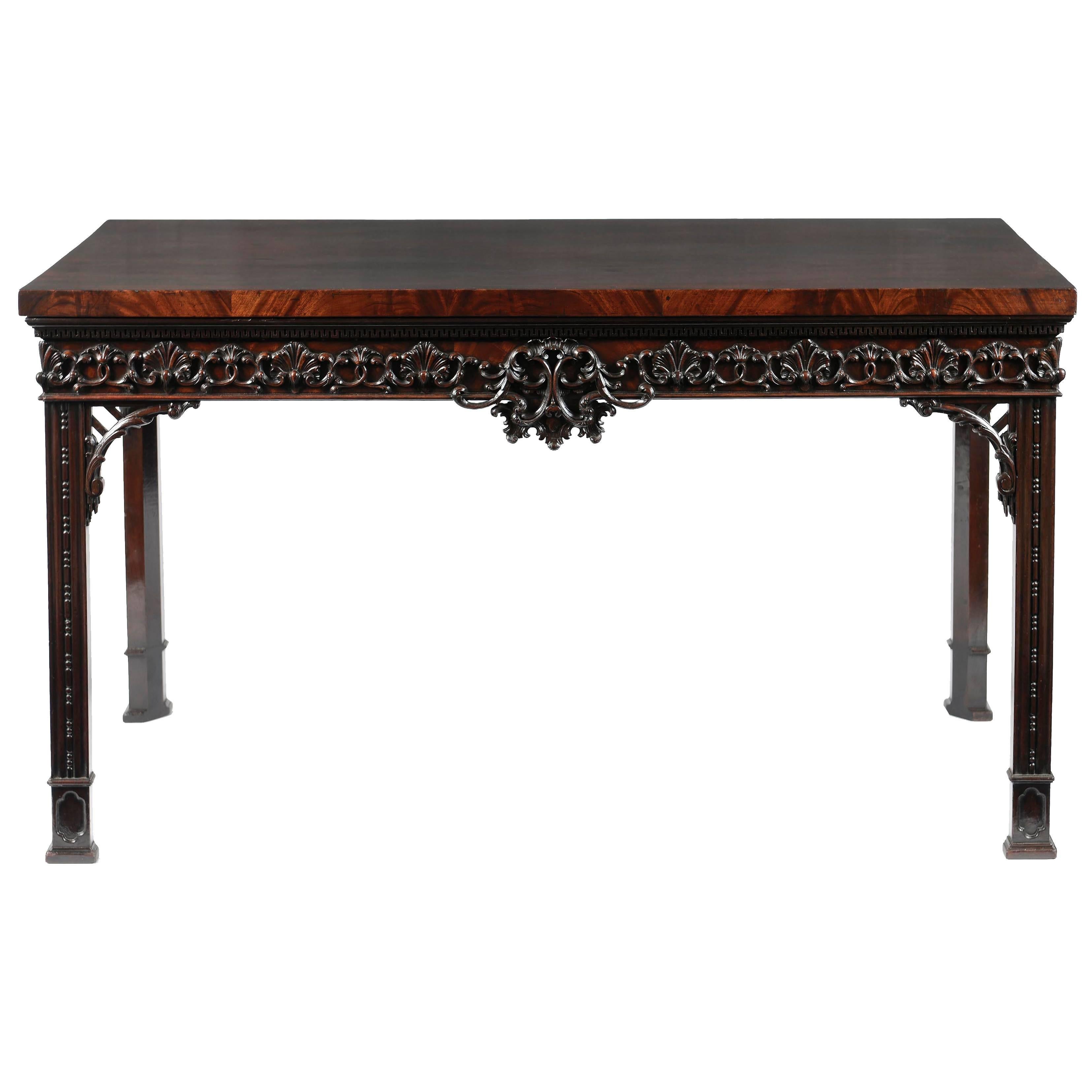 George II Carved Mahogany Side Table in the Manner of Thomas Chippendale For Sale