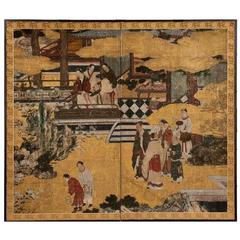 Japanese Two-Panel Screen Chinese Court Scene 11