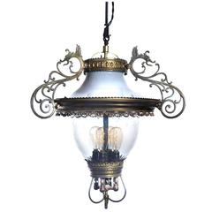 Antique Unusual Ornate Dragon Gas Lamp, Humphrey